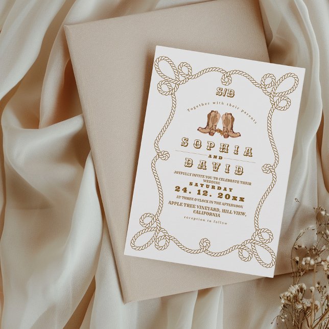 Convite Casamento Western Rústico Elegante (Criador carregado)