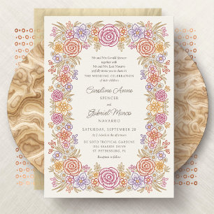 Convite Casamento Whimsical Autumn Wildflower
