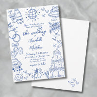 Casamento Whimsical Azul Desenhado À Mão