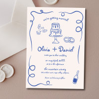 Casamento Whimsical Azul Francês com Letra-Mão