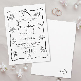 Convite Casamento Whimsical De Mão Desenhada Quirky