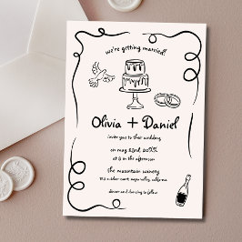 Convite Casamento Whimsical Francês Negra Francês com Dese