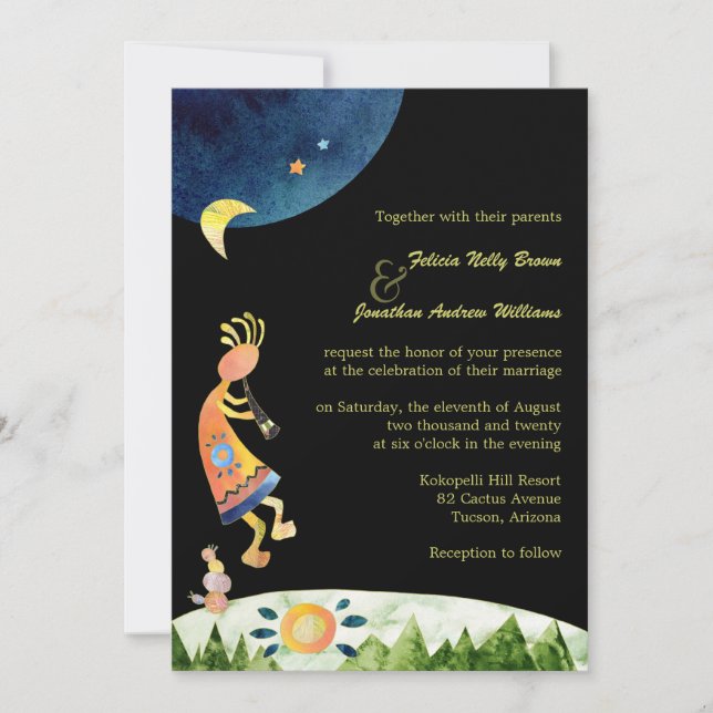 Convite Casamento Whimsical Kokopelli Southwest (Frente)