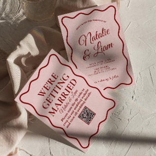 Convite Casamento Whimsical Moderno Negrito Código QR