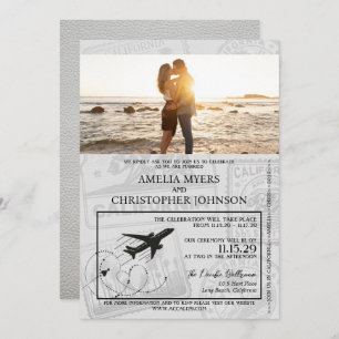 Convite Casamento White California Passport