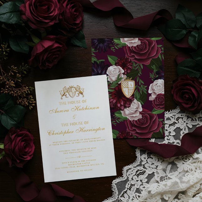 Convite Casamento White Floral da Fantasia Real Musa Medie (Royal Muse Medieval Fantasy White Floral Wedding Invitation)