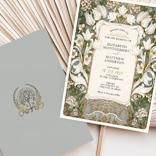 Convite Casamento White Lily Art Nouveau