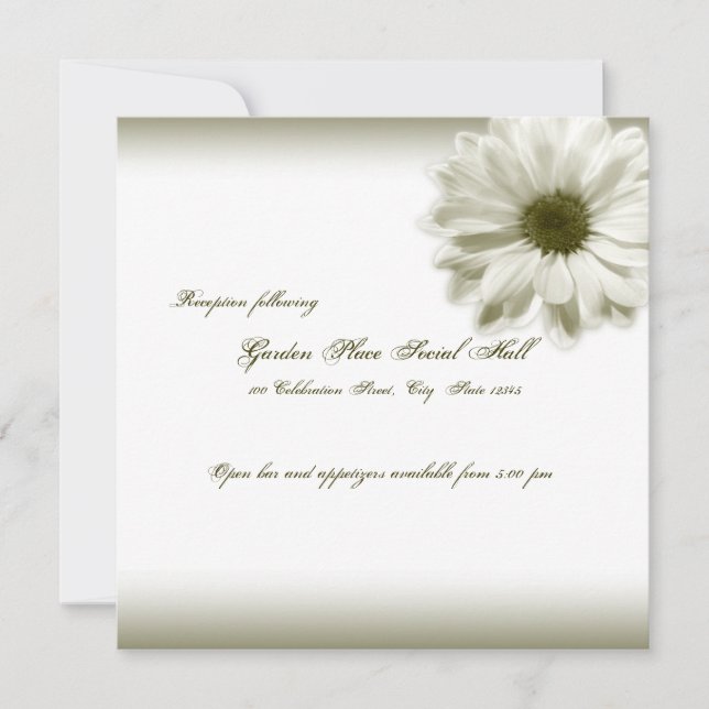 Convite Casamento White Vintage Chrysanthemum (Frente)