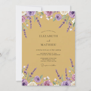 Convite Casamento Wisteria Violeta Mostarda Costeira