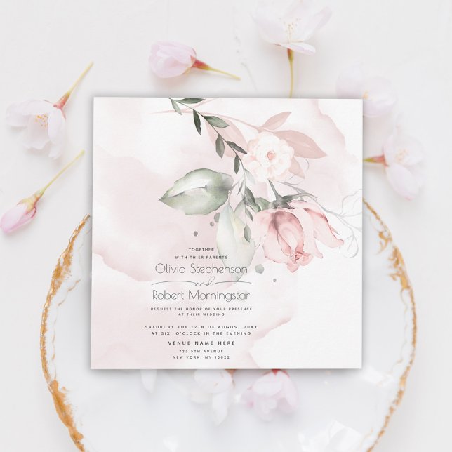 Convite Casamento | Woodland Blush Rosa Rosa Rosa (Criador carregado)