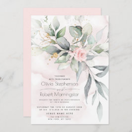 Convite Casamento | Woodland Greenery Boho Rosa Rosa Rosa