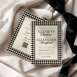 Convite Casamento Xadrez Diamante Retro Dinheiro Antigo