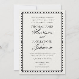 Convite Casamento Xadrez Harlequim Preto