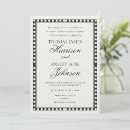 Convite Casamento Xadrez Harlequim Preto