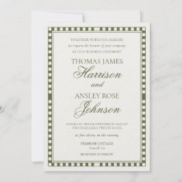 Convite Casamento Xadrez Harlequim Verde Oliva