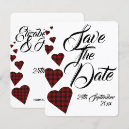 Convite Casamento Xadrez Vermelho Save The Date