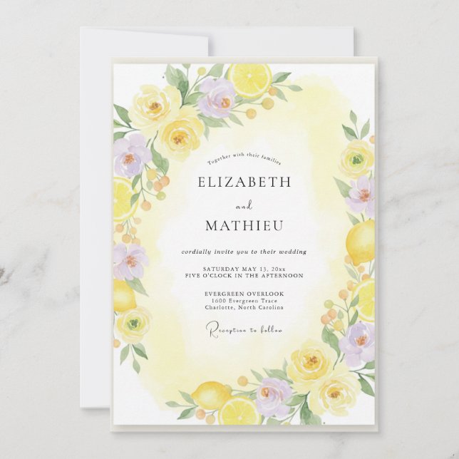 Convite Casamento Yellow Citrus Amalfi (Frente)