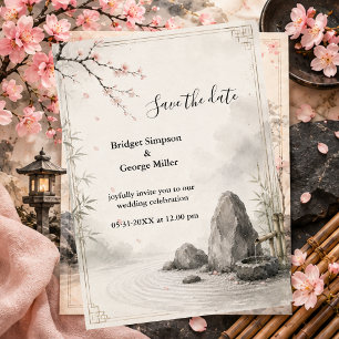 Convite Casamento Zen Sakura Harmonia Botânica