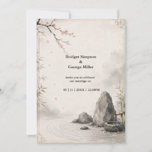 Convite Casamento Zen Sakura Harmonia Botânica