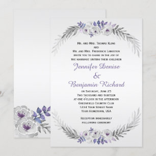 Convite Casamentos de Rosas de  de Cinzas de Prata Roxo