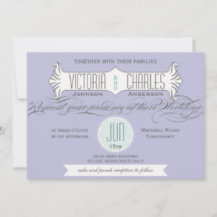 Convite Casamentos de Tipografia Moderna Lilac Vintage em