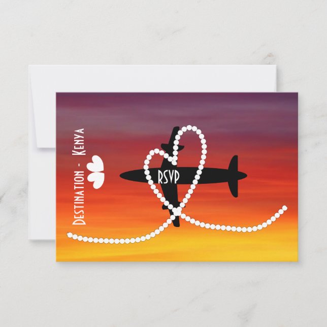 Convite Casamentos no Exterior Quênia RSVP (Frente)