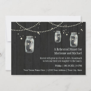 Convite Casamentos noturnos de Mason Jar Rustic Country