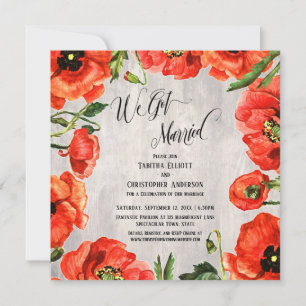 Convite Casamos com papagaios vermelhos apenas na recepção