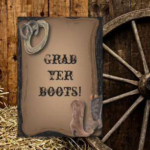 Convite casando botas de cowboy ocidental casamento