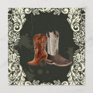 Convite casando botas de cowboy ocidental casamento