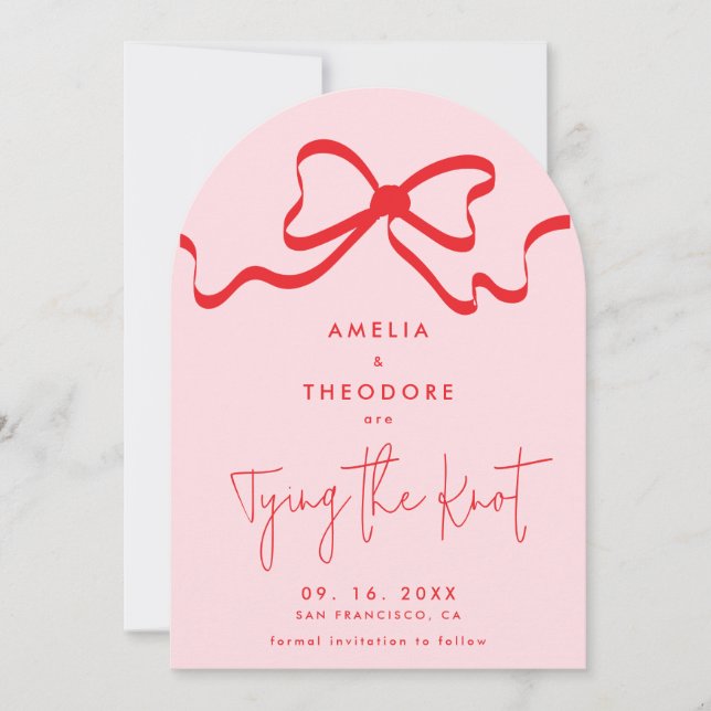 Convite Casando Red Arco Photo Save the Date Card (Frente)