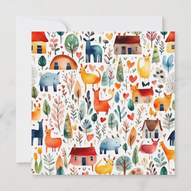 Convite Casas vermelhas e casas Folha de Papel (Frente)