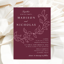 Convite Casca de Folhas Merlot Casamento