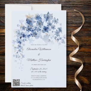 Convite Cascading Blue Flowers Cascading Code Weding