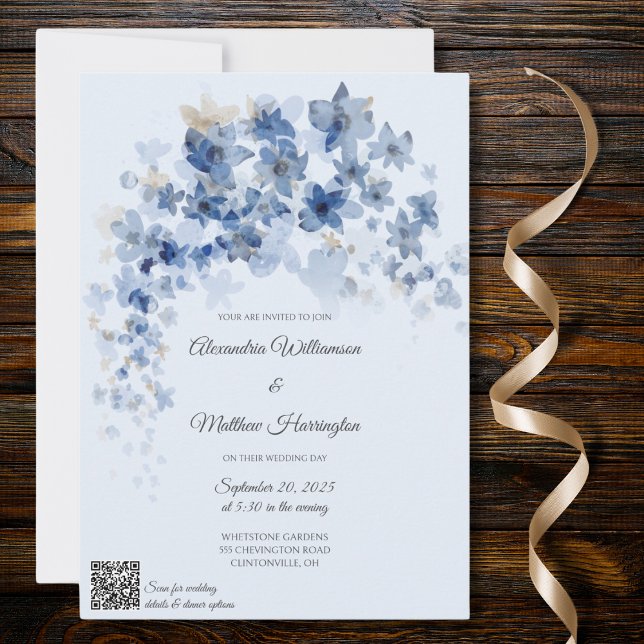 Convite Cascading Blue Flowers Cascading Code Weding (Criador carregado)