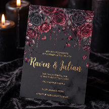 Cascading Burgundy Floral Romance Gótico Casamento