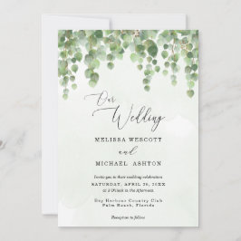 Convite Cascading Watercolor Eucalyptus Greenery Weding
