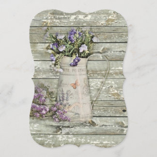 Convite caserna de madeira de caserna branca lavanda de ve