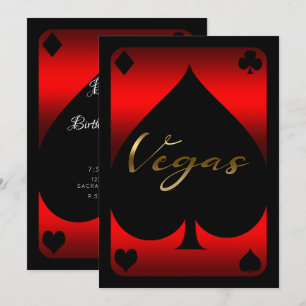 Convite Casino Espada Vermelha e Preta Las Vegas 21º Anive
