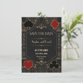Convite Casino Gold Black Gatsby Wedding Save The Date