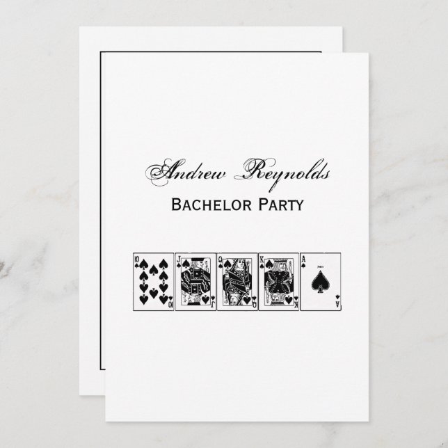 Convite Casino Night Poker Royal Hetero Flush Spades (Frente/Verso)