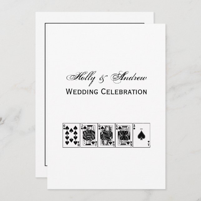 Convite Casino Night Poker Royal Hetero Flush Spades (Frente/Verso)