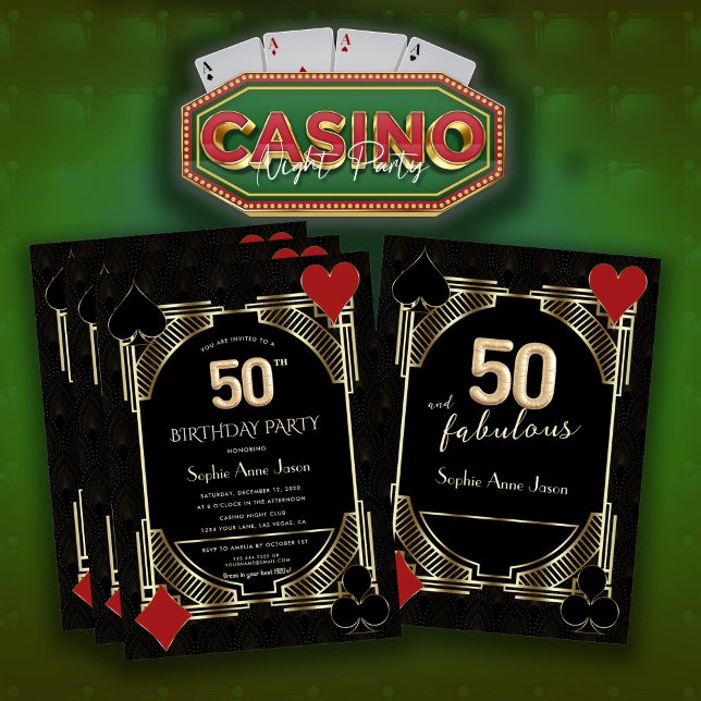 Convite Casino Poker 50 e Fabuloso 50º Aniversário (Criador carregado)