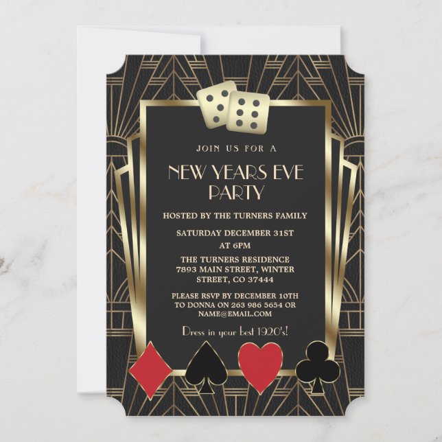 Convite Casino Royale Vegas Excelente Gatsby New Year Part (Frente)