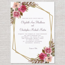 Cassis Purple Casamento Dourado Frame Watercolor F