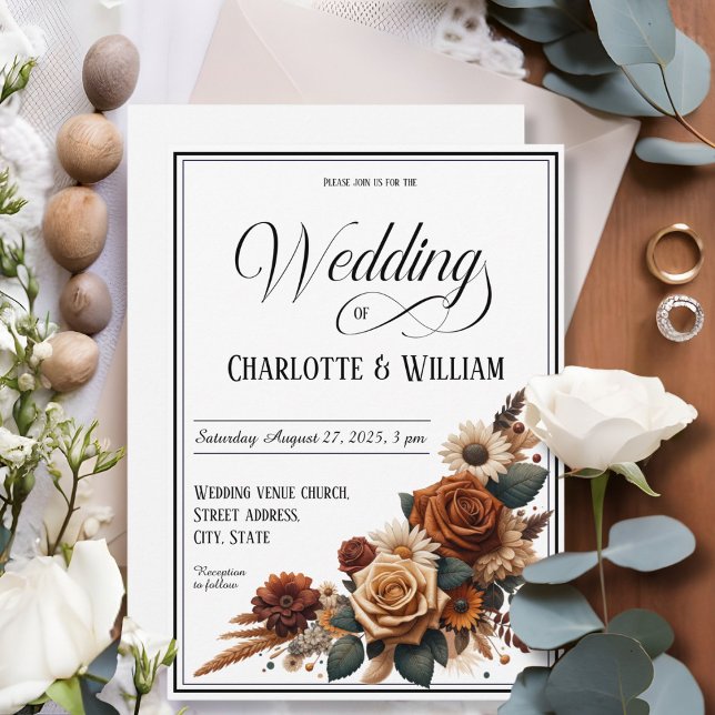 Convite Castanho-branco-palha-castigo elegante (Criador carregado)