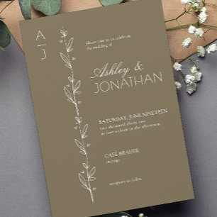 Convite Castanho de Casamento do Divisor Botânico Moderno