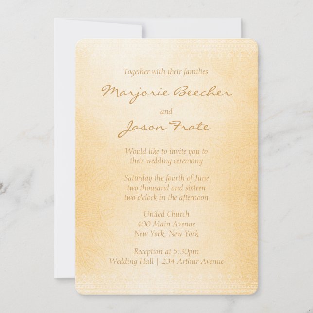 Convite Castanho de Casamento Floral de Batik Único (Frente)