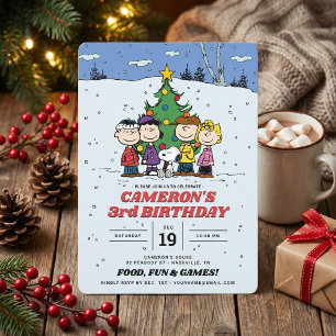Convite Castanho e Amigos de inverno Aniversário