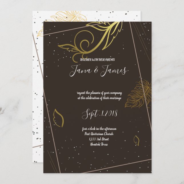 Convite Castanho e branco russos (Frente/Verso)